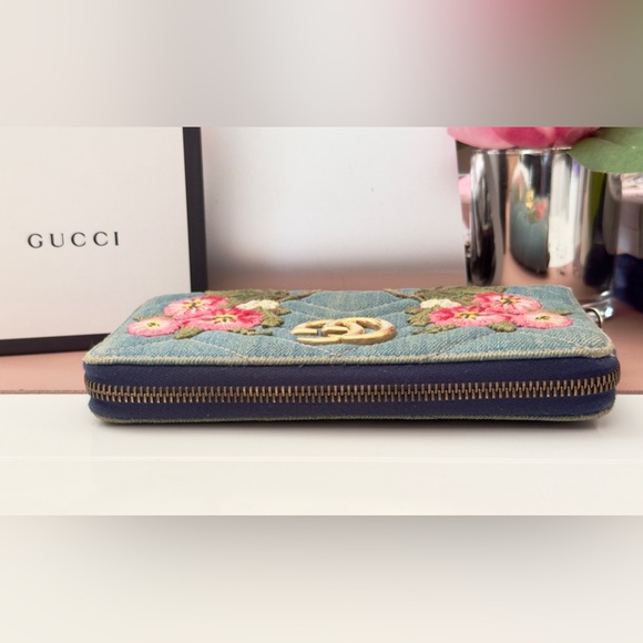 Gucci Marmont Denim Floral Zippy Wallet - Picture 6 of 14